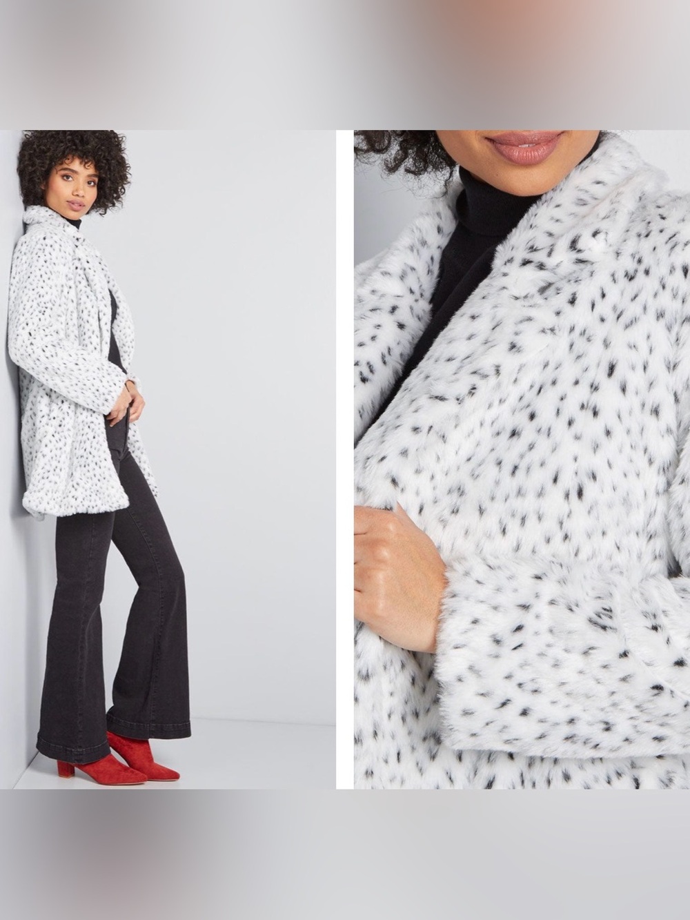 Plush Snow Leopard Faux Fur Coat Winter Statement Jacket Mob Wife Y2K NWT